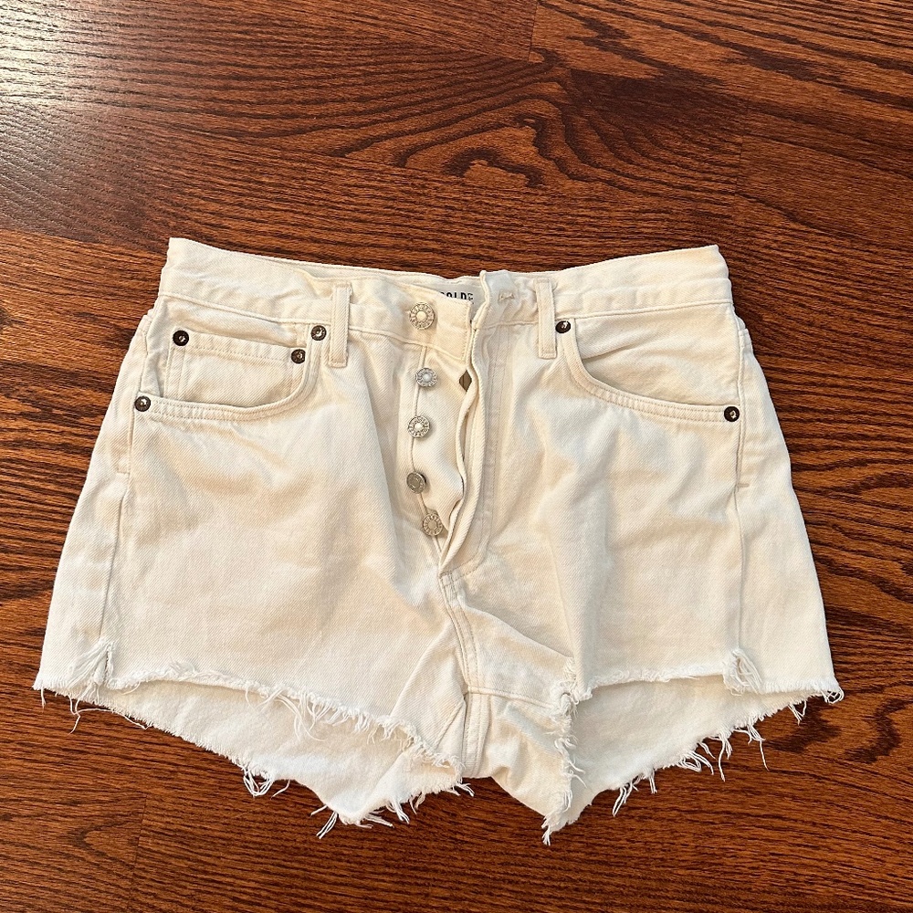 Agolde Parker vintage cut-off white jean shorts, size: 25